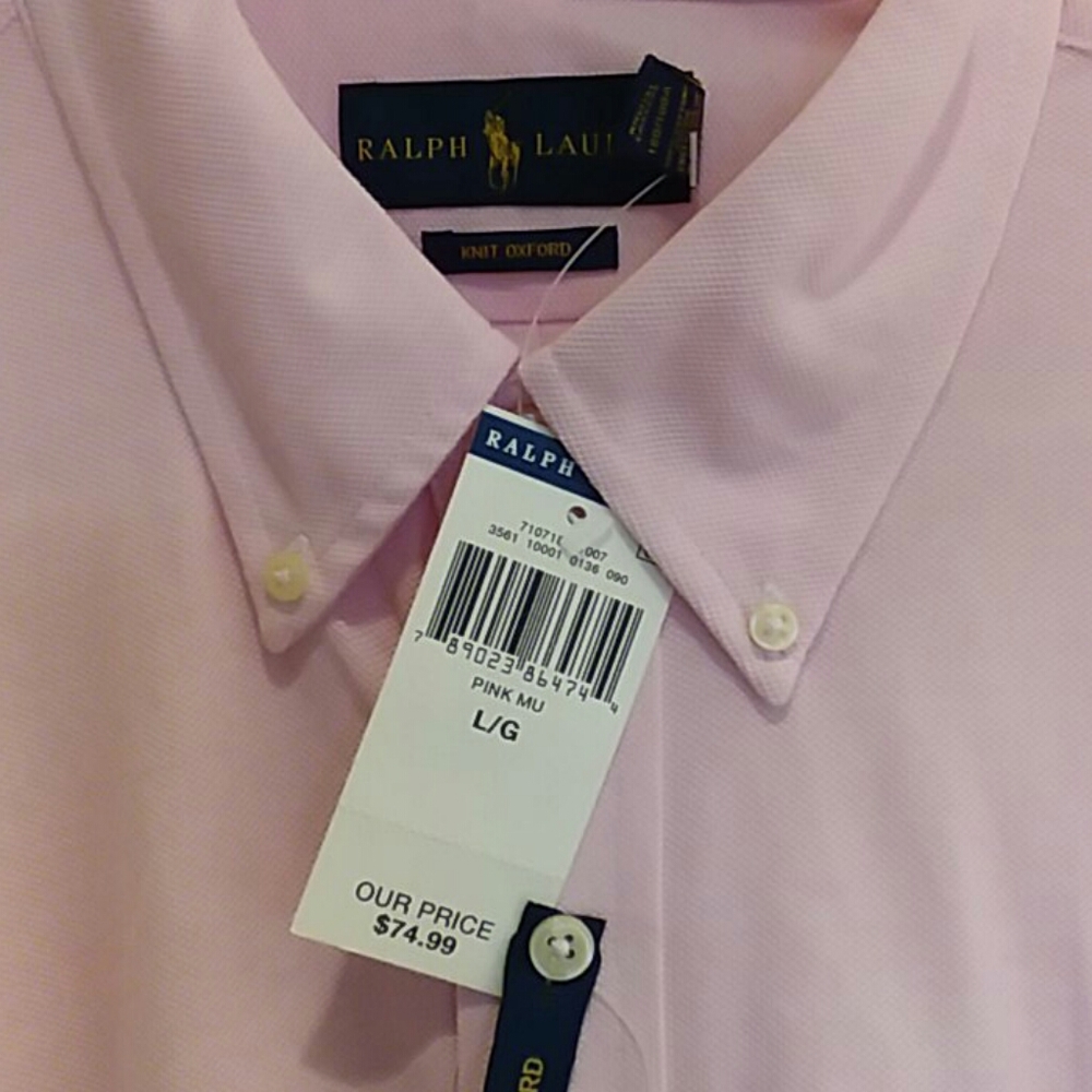 NWT Polo Ralph Lauren Pink Knit Oxford Size L